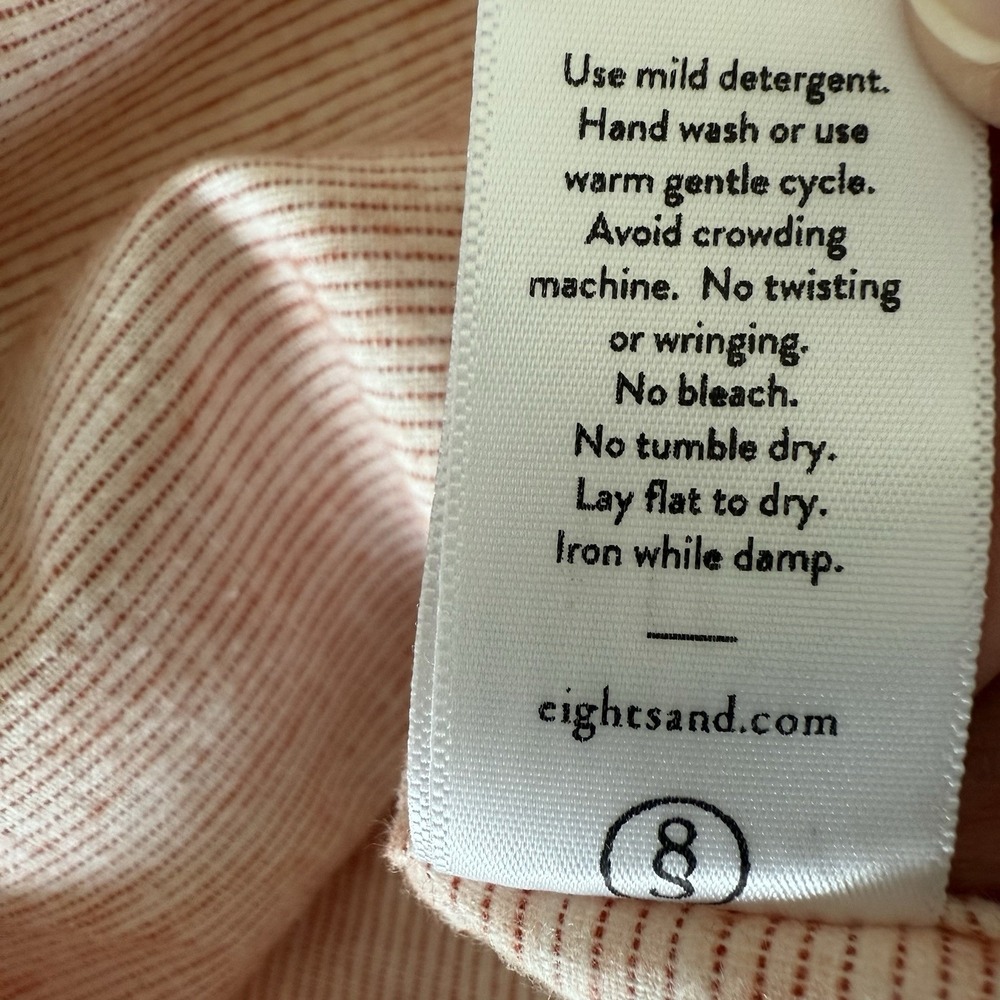 Eight Sand Stripe Popover Womens Small Linen Cotton Preppy Resortwear Minimalist - Picture 11 of 12